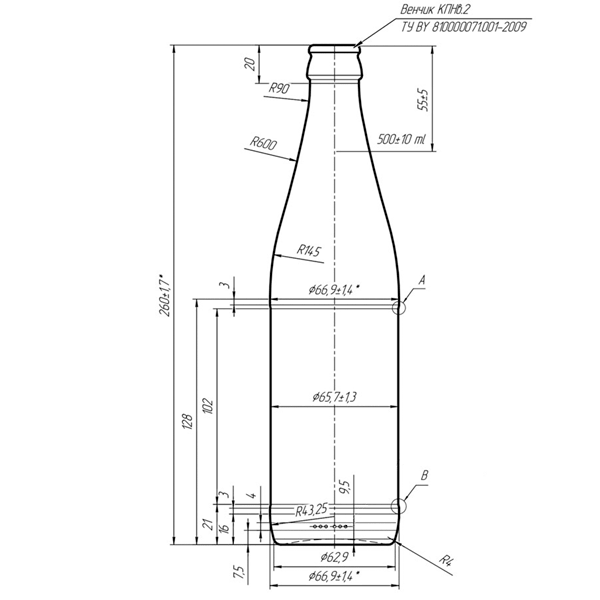 Чертеж бутылки